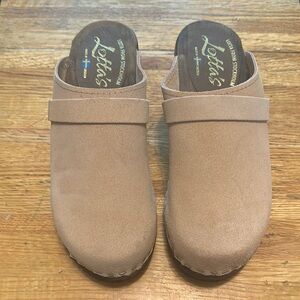 Lotta From Stockholm Baby Pink Suede Leather Clogs
